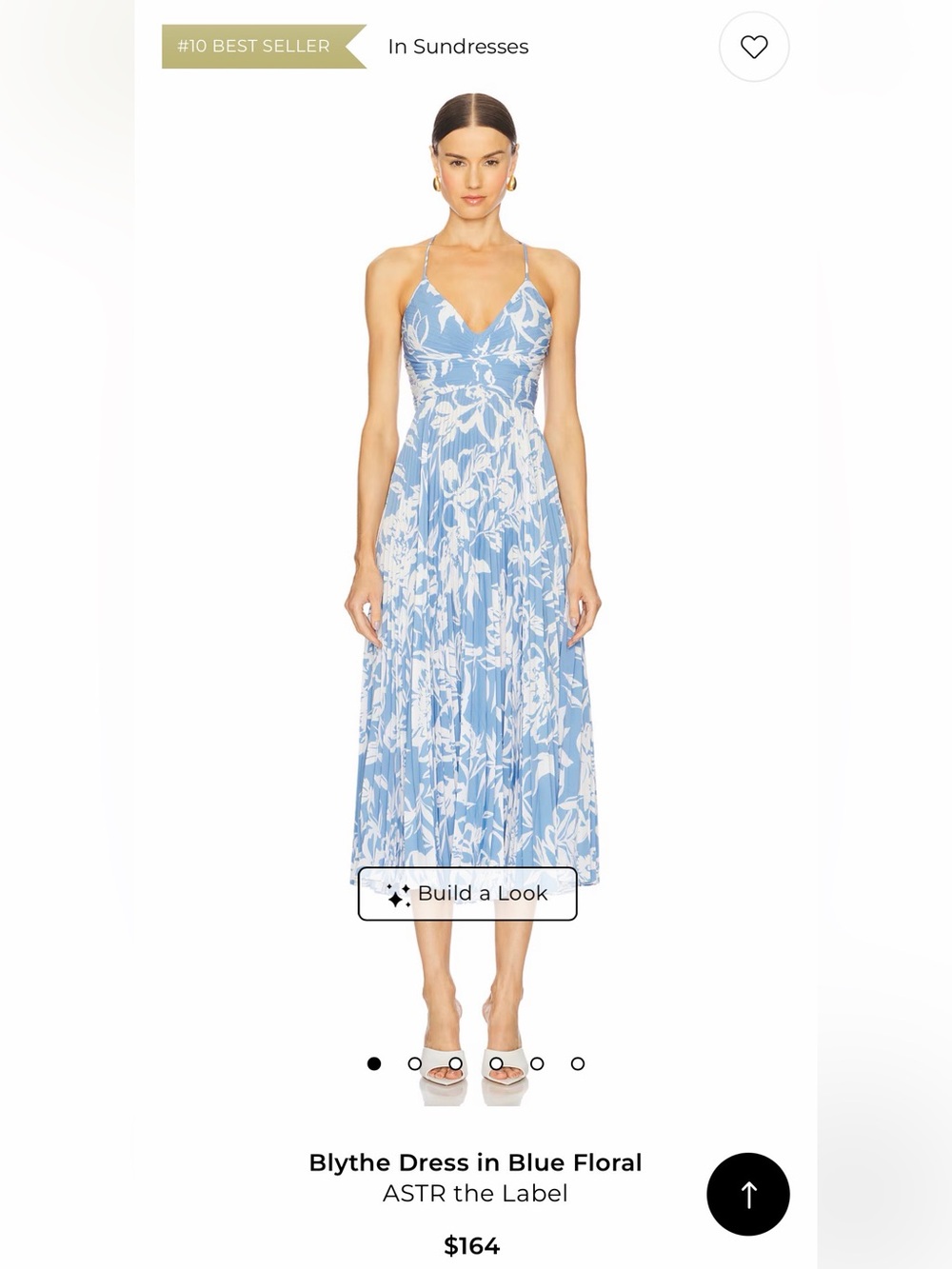 Astr Blue & White Floral Pleated Midi Dress